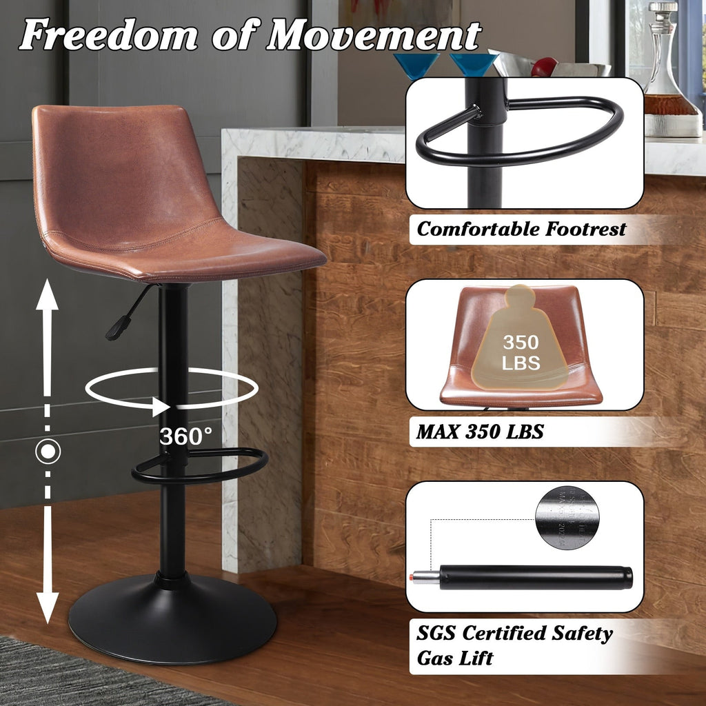 Bossin Adjustable Swivel Bar Stools with Backs – Counter Height