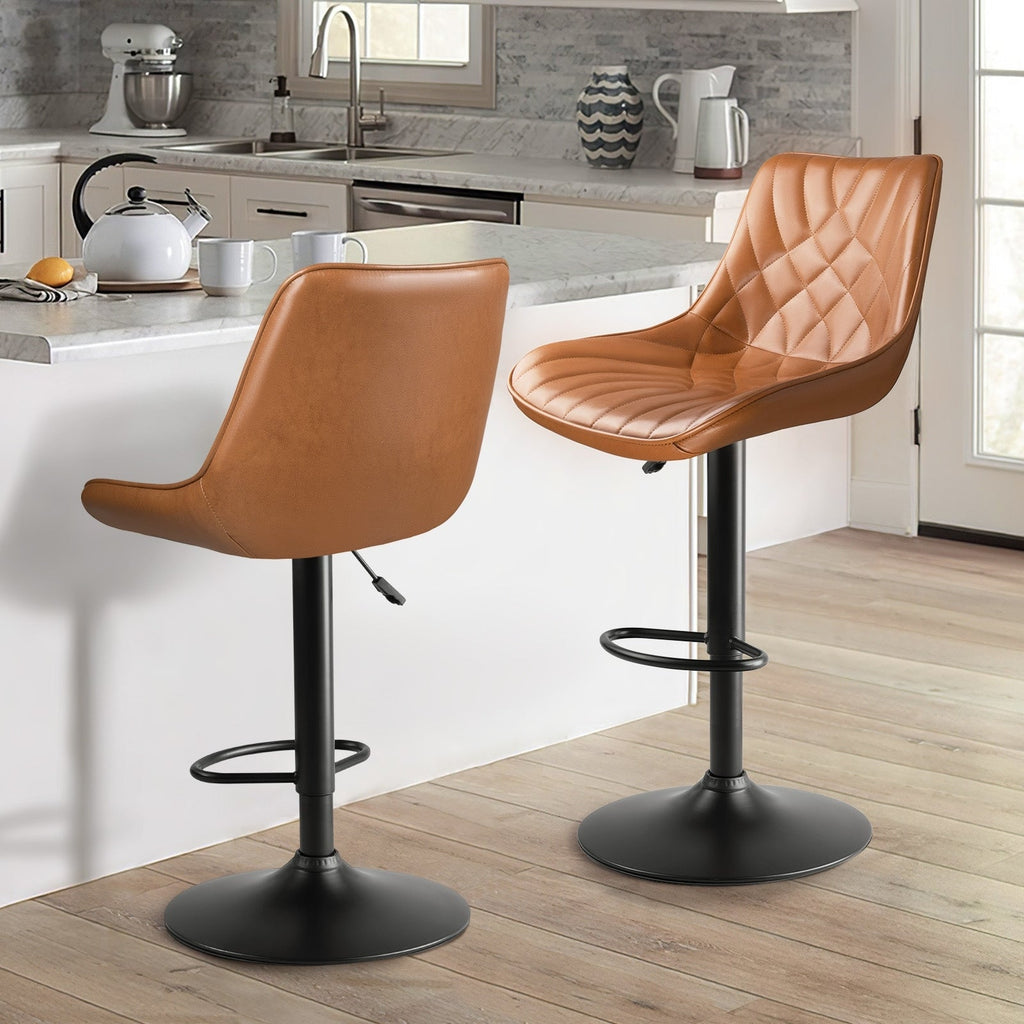 Bossin Adjustable Swivel Bar Stools with Backs – Counter Height