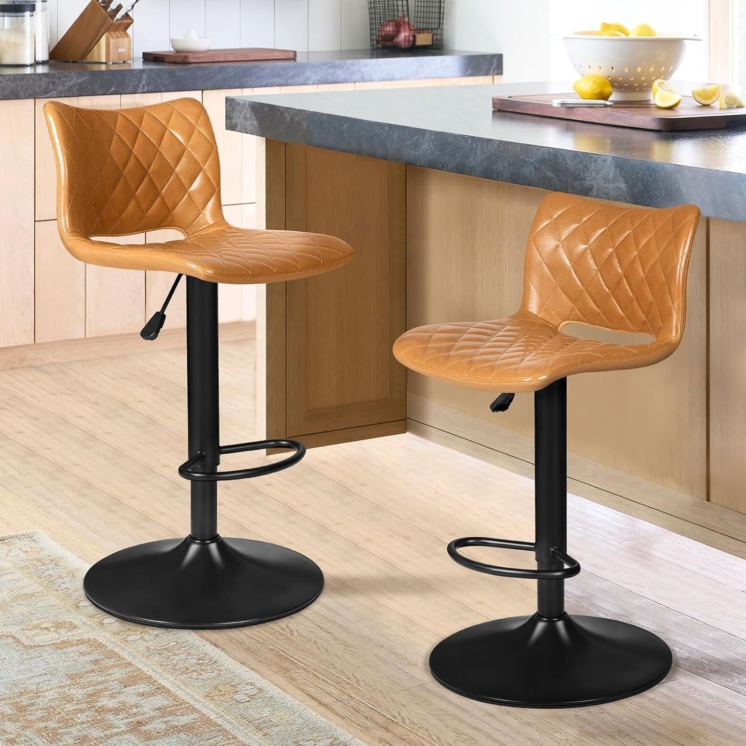 Bossin Adjustable Swivel Bar Stools with Backs – Counter Height