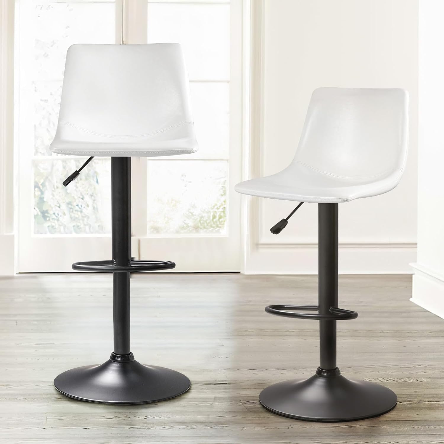 Bossin Adjustable Swivel Bar Stools with Backs – Counter Height