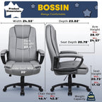 Bossin Big and Tall Office Chair High Back Executive Chair Ergonomic Adjustable Executive Leather Chair,400lbs