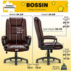 Bossin Big and Tall Office Chair High Back Executive Chair Ergonomic Adjustable Executive Leather Chair,400lbs