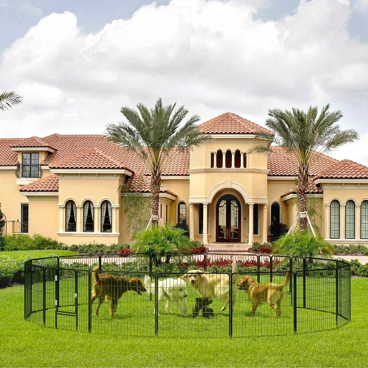 Bossin Dog Playpen Dog Kennel Pen Cage Dog Fence Exercise Pen with Doors 8/16/24 Panel