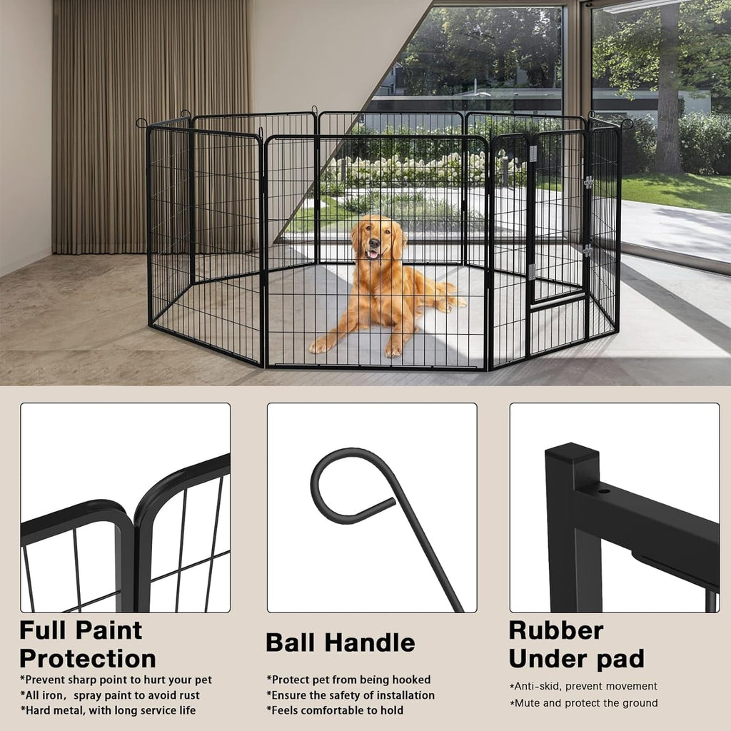 Bossin Dog Playpen Dog Kennel Pen Cage Dog Fence Exercise Pen with Doors 8/16/24 Panel