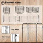 Bossin Dog Playpen Dog Kennel Pen Cage Dog Fence Exercise Pen with Doors 8/16/24 Panel