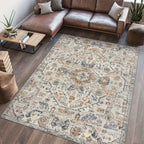 JONATHAN Y Brandy Bohemian Medallion Low-Pile Machine-Washable Cream/Terra Area Rug