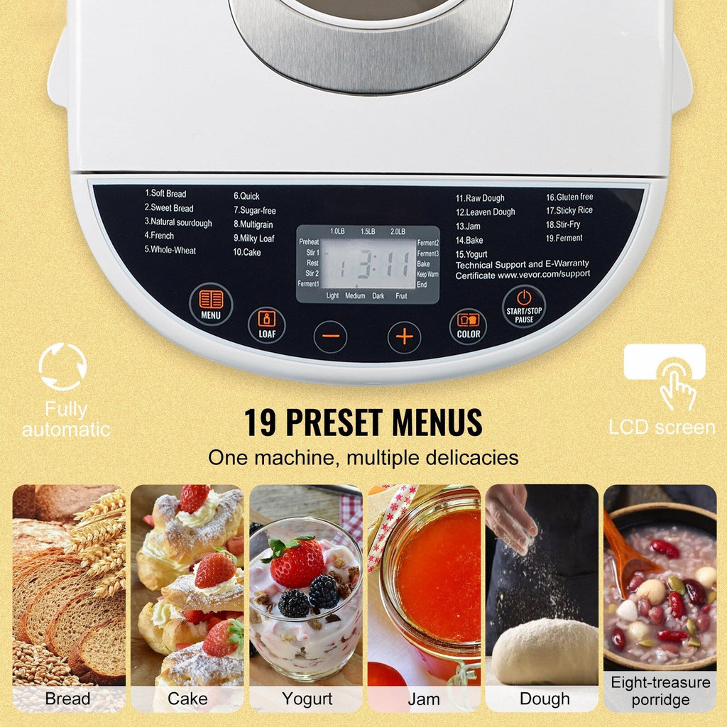 Bread Maker with Gluten Free Setting, Whole Wheat Bread Making, Digital, Programmable