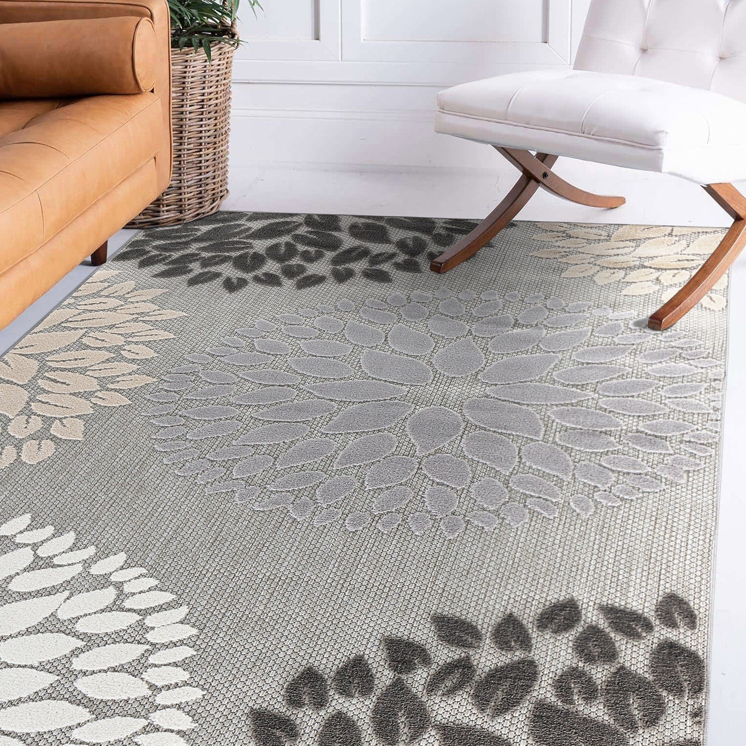Brescia Modern Floral Circles Indoor/Outdoor Area Rug