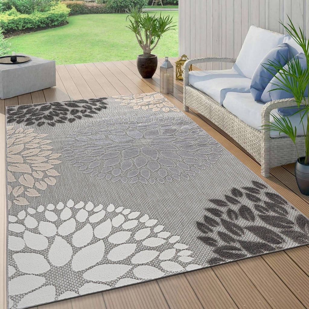 Brescia Modern Floral Circles Indoor/Outdoor Area Rug