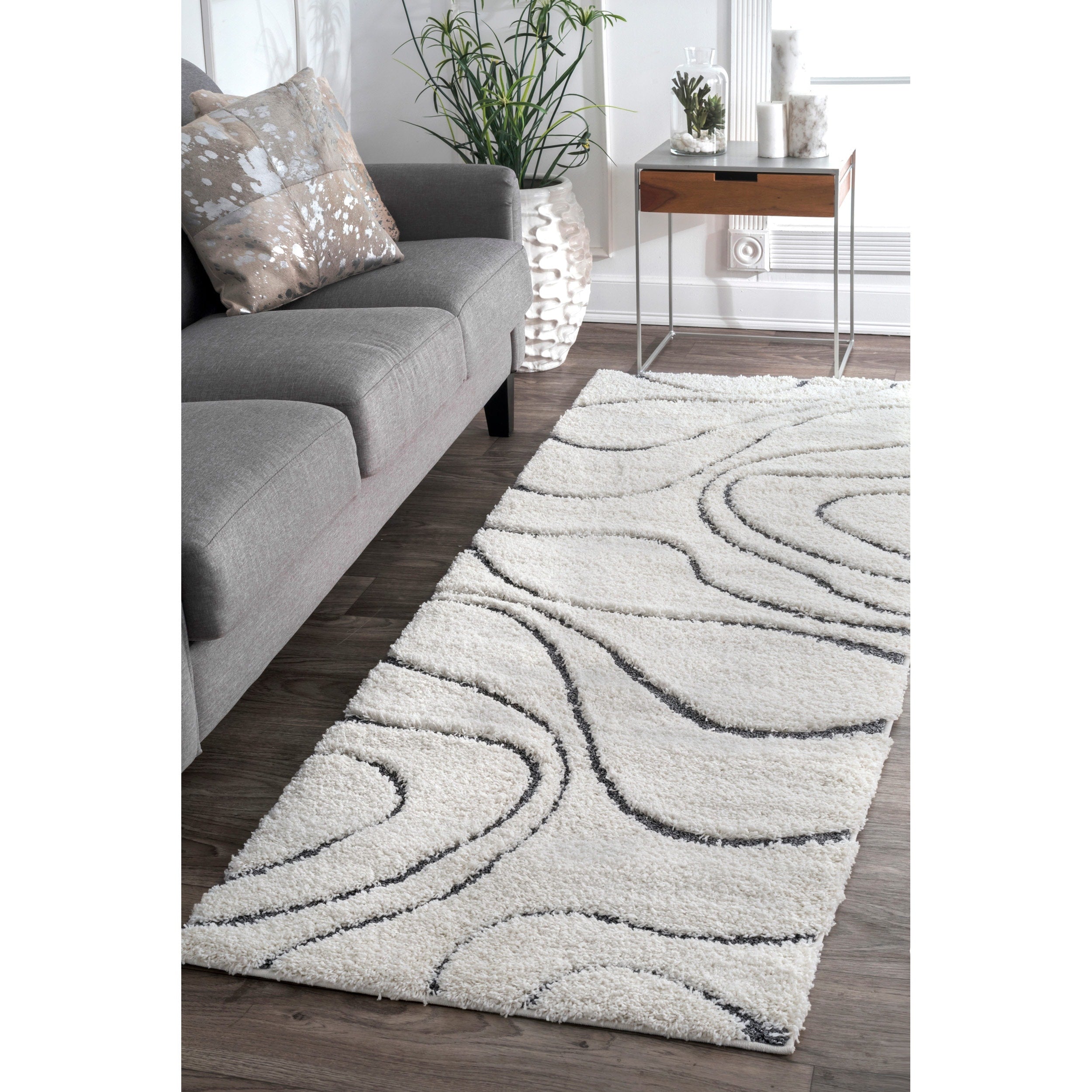 Nuloom Krista Contemporary Swirls Shag Area Rug