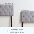 Brookside Kaylee Adjustable Square & Diamond Tufted Upholstered Headboard