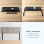 Brookside Kaylee Adjustable Square & Diamond Tufted Upholstered Headboard