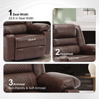Brown Manual Recliner with 8-Point Massage, Heated Function, and Sturdy Frame for Living Room Comfort