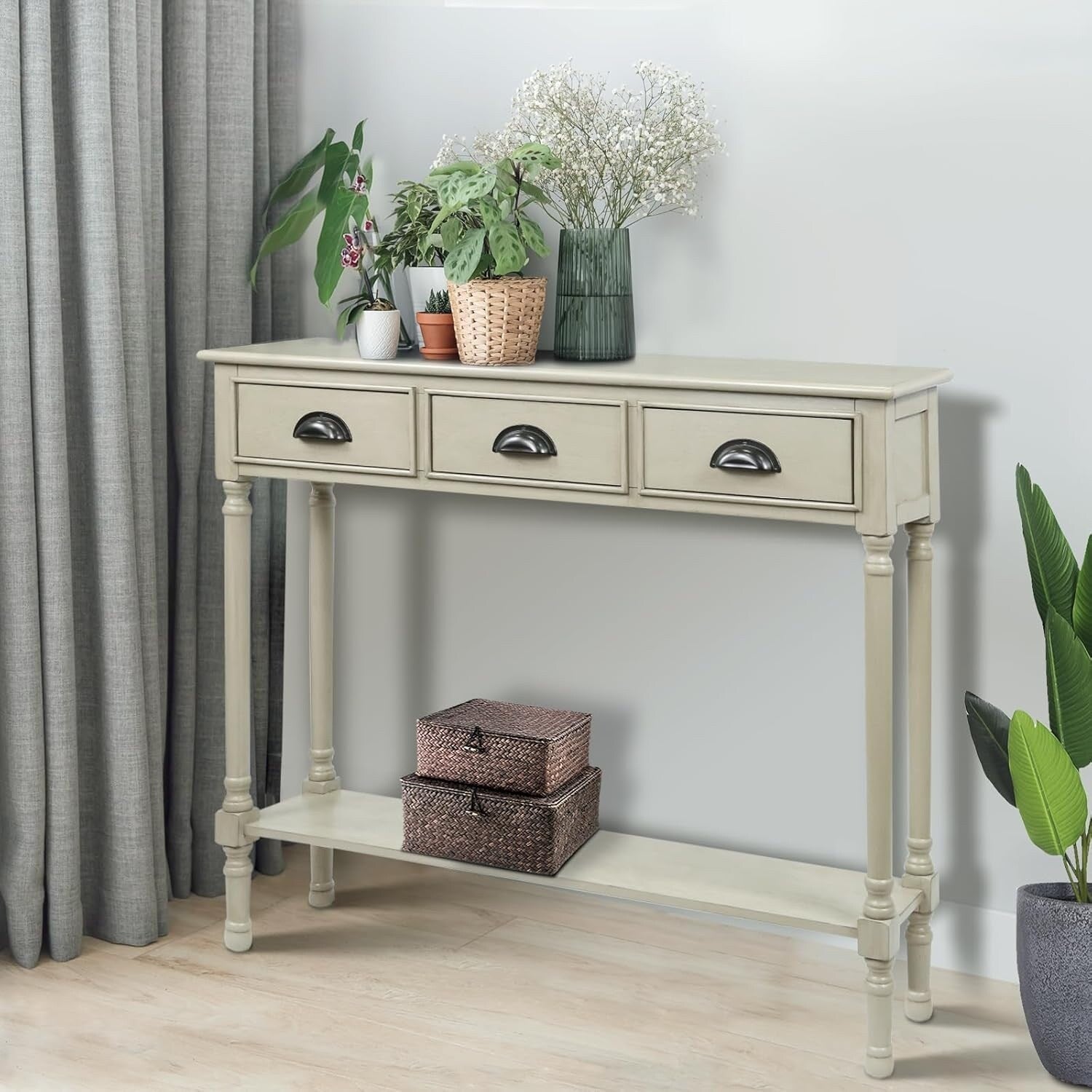 Burlington Wood 3-drawer Console Hallway Table