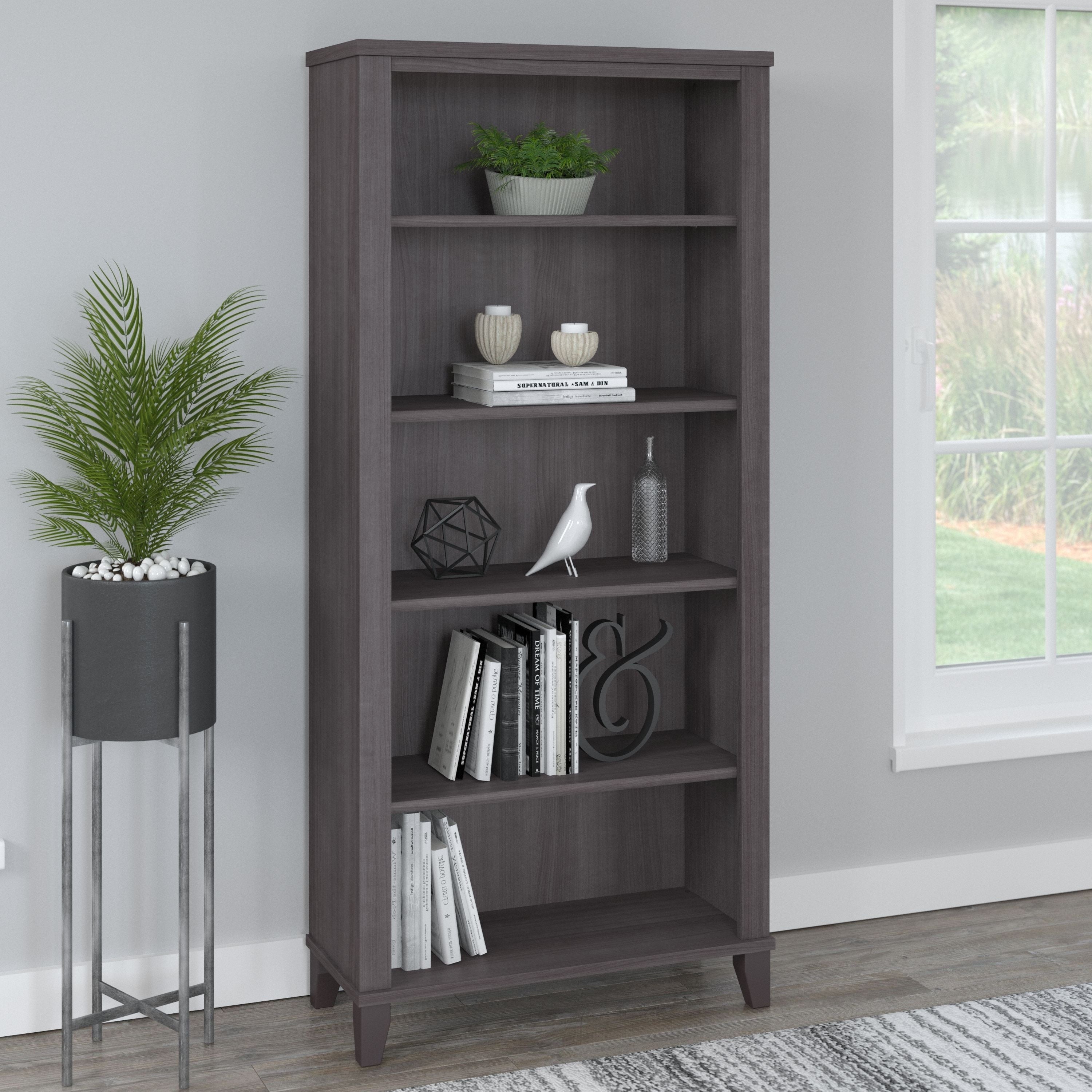 Bush Furniture Somerset Tall 5 Shelf Bookcase with Adjustable Shelves