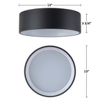 C Cattleya Black and Woodgrain 3CCT Integrated LED Flush Mount Ceiling Light