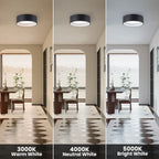 C Cattleya Black and Woodgrain 3CCT Integrated LED Flush Mount Ceiling Light