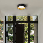 C Cattleya Black and Woodgrain 3CCT Integrated LED Flush Mount Ceiling Light