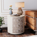 COSIEST Vintage Brown Pattern Solid Wood Nightstand with Drawers