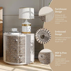 COSIEST Vintage Brown Pattern Solid Wood Nightstand with Drawers