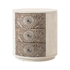 COSIEST Vintage Brown Pattern Solid Wood Nightstand with Drawers