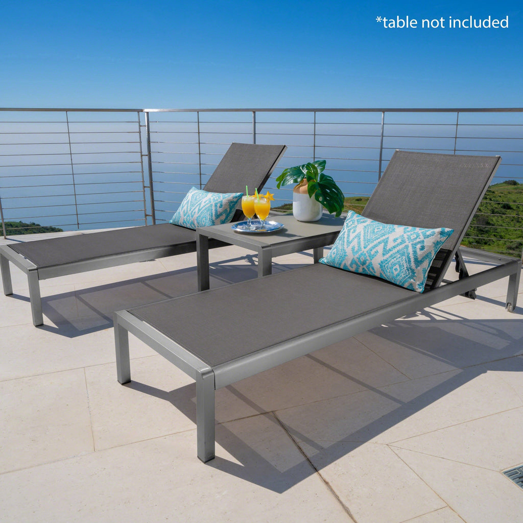 Cape Coral Outdoor Aluminum Chaise Lounge (Set of 2) by Christopher Knight Home - 77.56 D x 25.20 W x 11.80 H