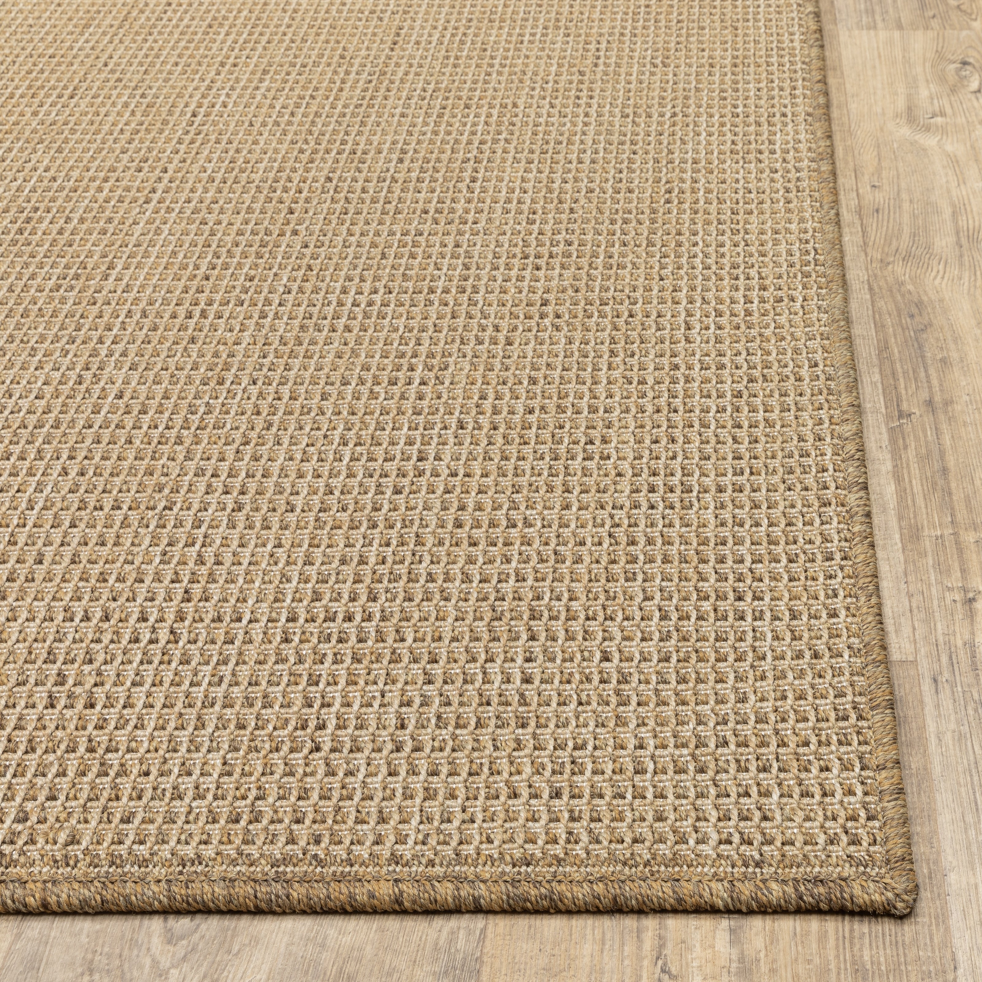 Style Haven Veranda Light Brown Solid Textured Indoor-Outdoor Area Rug