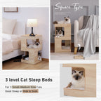 Cat House Cat Bed,Cat Tree with Scratching Pad and Removable Mats