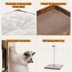 Cat House Cat Bed,Cat Tree with Scratching Pad and Removable Mats