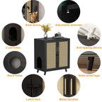 Cat Litter Box Enclosure Cat House Side Table Door Cabinet Bookcase