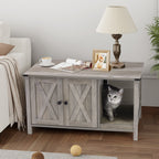 Cat Litter Box Enclosure, Hidden Wood Cat Washroom Furniture with Scratching Post