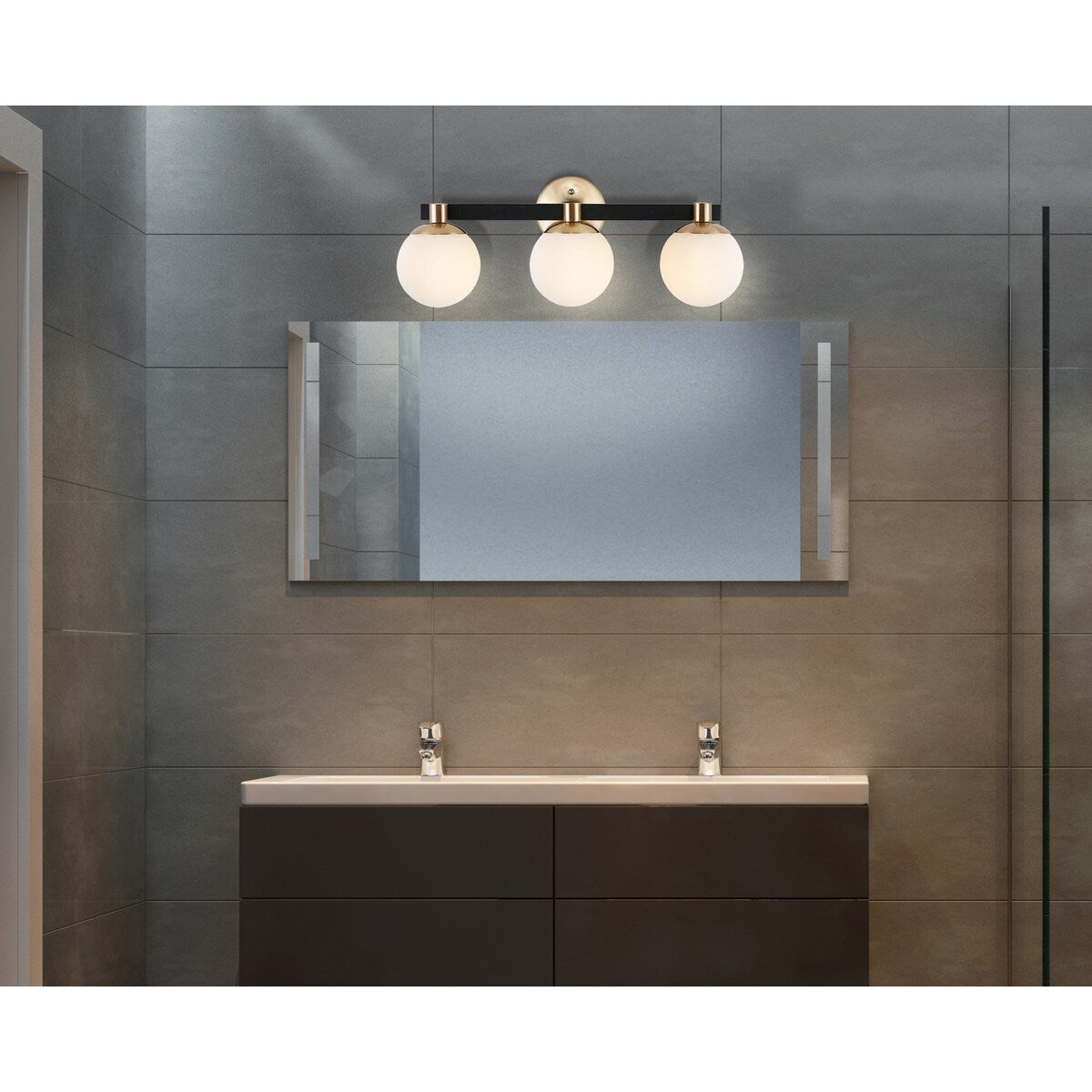 Cecil Globe Metal/Frosted Glass Modern Contemporary LED Vanity, by JONATHAN Y