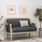 Charcoal Wood Loveseat Sofa with Rubber Wood Frame
