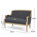 Charcoal Wood Loveseat Sofa with Rubber Wood Frame