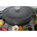 Chasseur 3.8-quart Caviar-Grey Enameled Cast Iron Oval Dutch Oven