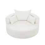 Chenille Accent Barrel Chair Lounge Chair, Round Sofa Chair Armchair with 360-Degree Swivel Base and 3 Removable Pillows