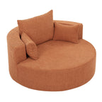 Chenille Accent Barrel Chair Lounge Chair, Round Sofa Chair Armchair with 360-Degree Swivel Base and 3 Removable Pillows
