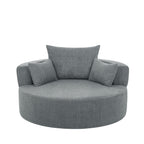 Chenille Accent Barrel Chair Lounge Chair, Round Sofa Chair Armchair with 360-Degree Swivel Base and 3 Removable Pillows