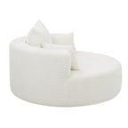 Chenille Accent Barrel Chair Lounge Chair, Round Sofa Chair Armchair with 360-Degree Swivel Base and 3 Removable Pillows