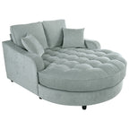 Chenille Chaise Lounge Sofa Bed, Upholstered Sofa Couch with Tufted Backrest and 2 Detachable Pillows for Living Room