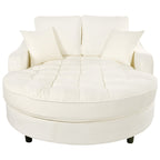 Chenille Chaise Lounge Sofa Bed, Upholstered Sofa Couch with Tufted Backrest and 2 Detachable Pillows for Living Room