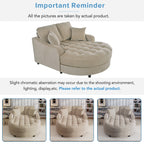 Chenille Chaise Lounge Sofa Bed, Upholstered Sofa Couch with Tufted Backrest and 2 Detachable Pillows for Living Room