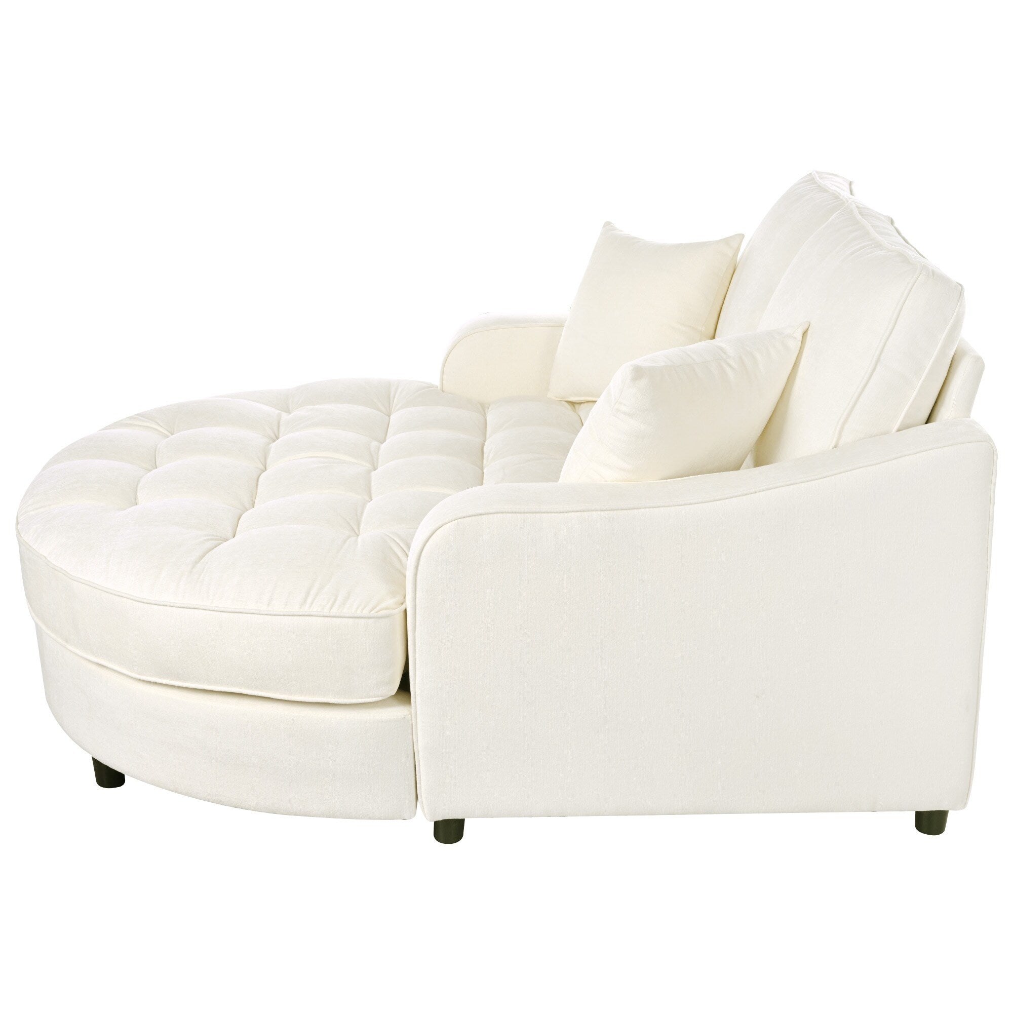 Chenille Chaise Lounge Sofa Bed, Upholstered Sofa Couch with Tufted Backrest and 2 Detachable Pillows for Living Room