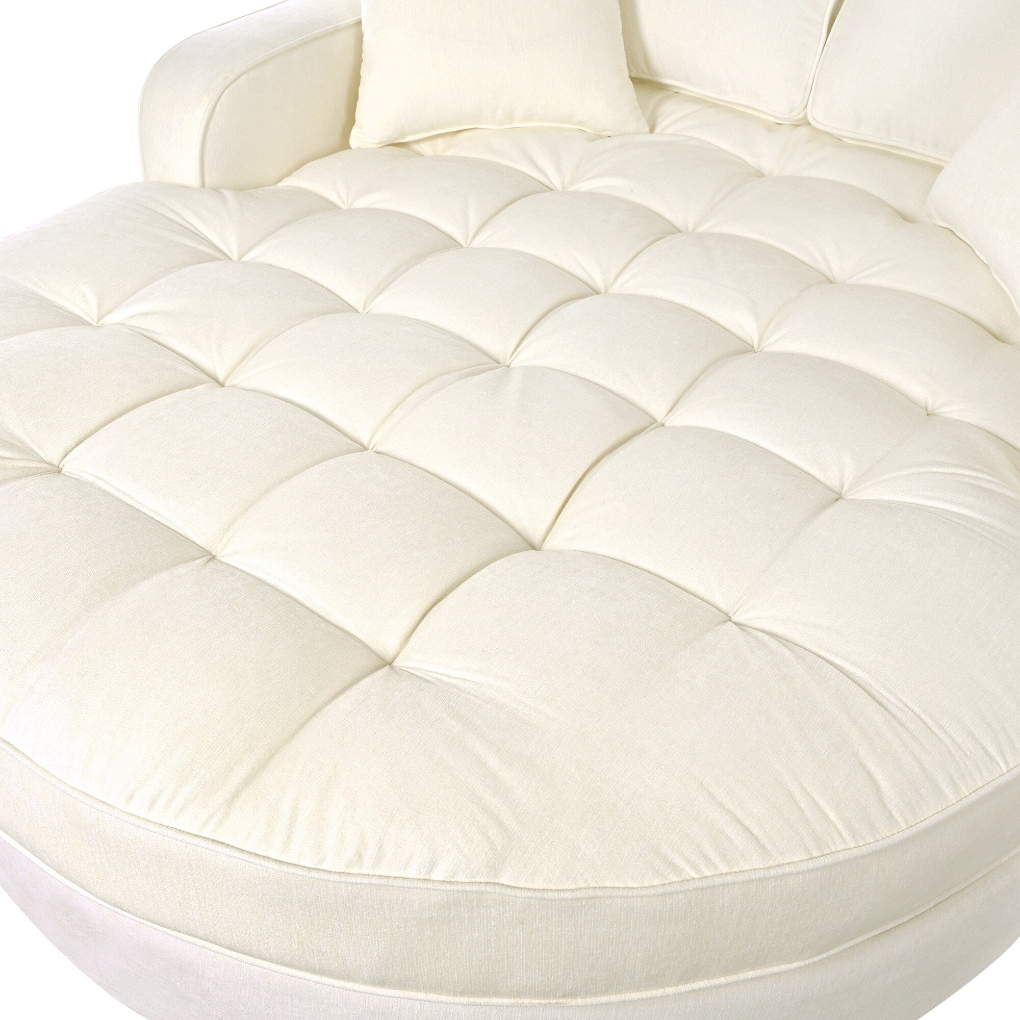 Chenille Chaise Lounge Sofa Bed, Upholstered Sofa Couch with Tufted Backrest and 2 Detachable Pillows for Living Room
