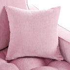 Chenille Chaise Lounge Sofa Bed, Upholstered Sofa Couch with Tufted Backrest and 2 Detachable Pillows for Living Room