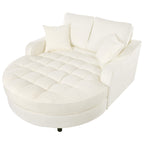 Chenille Chaise Lounge Sofa Bed, Upholstered Sofa Couch with Tufted Backrest and 2 Detachable Pillows for Living Room