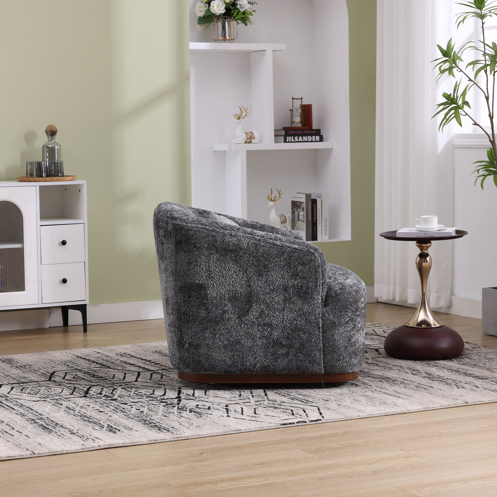 Chenille Swivel Barrel Chair, 360-Degree Comfy Accent Sofa for Living Room, Bedroom, and Study with Removable Cushion