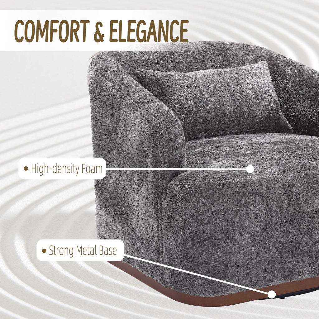 Chenille Swivel Barrel Chair, 360-Degree Comfy Accent Sofa for Living Room, Bedroom, and Study with Removable Cushion
