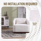 Chenille Swivel Barrel Chair, 360-Degree Comfy Accent Sofa for Living Room, Bedroom, and Study with Removable Cushion