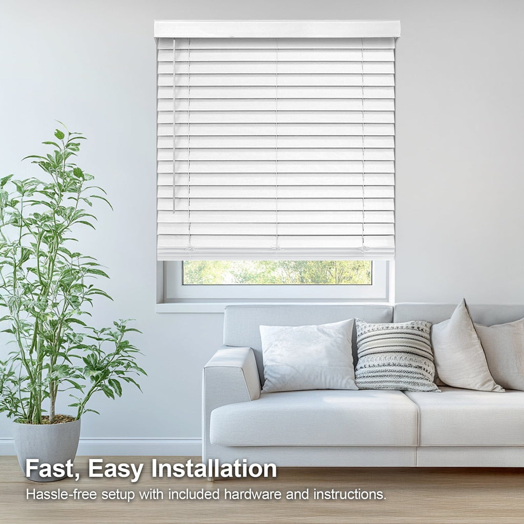 Chicology Basic White Cordless Faux Wood Blinds